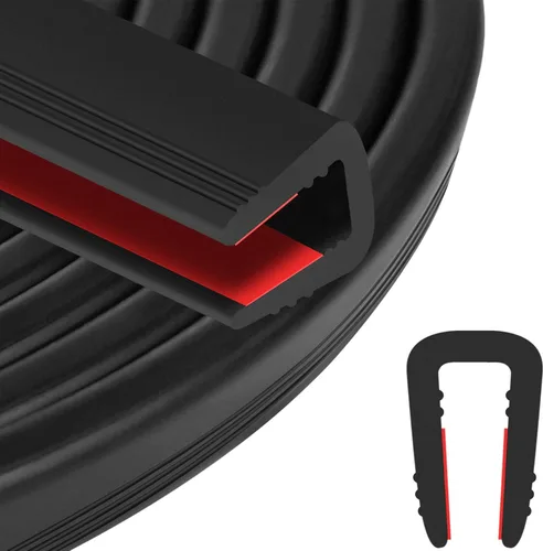 Miniatura 20 de ToLanbbt Canal en U de borde de goma, protector de borde de chapa autoadhesiva de 1/2 pulgada, tira de sellado EPDM para puertas de automóvil