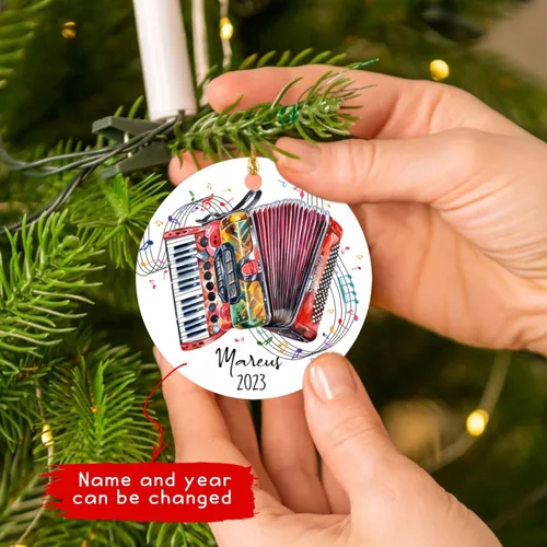 Miniatura 5 de Adorno de acordeón personalizado de Navidad con nombre, adorno de acordeón personalizado para árbol de Navidad 2026, adorno de acordeón