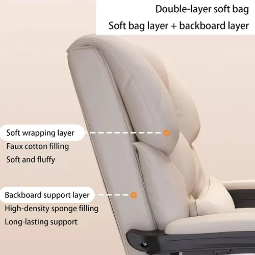 Miniatura 8 de Silla de oficina de piel sintética suave gruesa con almohada lumbar de espuma viscoelástica y reposapiés oculto. Puedes acostarte con un clic