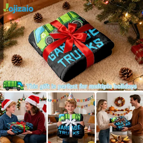 Miniatura 8 de Manta de camión de basura con texto en inglés "Boy Who Loves Garbage" para niños y hombres, manta de franela para regalo, manta de franela acogedora