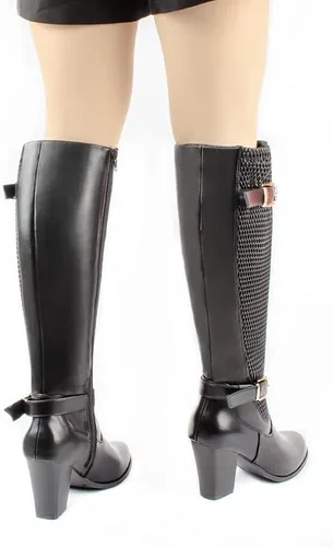 Miniatura 6 de Botas altas hasta la rodilla para mujer, tacón grueso, puntera completa, con cremallera lateral completa