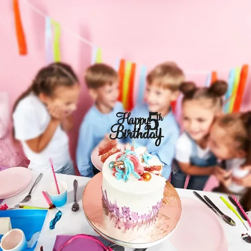 Miniatura 6 de Gyufise 1 decoración para pastel de 5º cumpleaños con purpurina para quinto cumpleaños, felicitaciones a 5 años de edad, 5 años, fabulosas