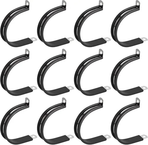 Miniatura 36 de uxcell Abrazadera de cable de 1/2 pulgada (0.472 in) de acero inoxidable 304 Abrazadera aislada acolchada de goma de acero inoxidable en forma de R