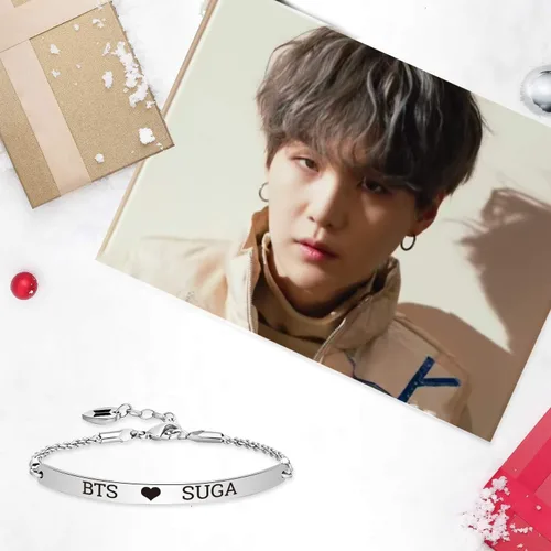 Miniatura 5 de WENATA Kpop Bangtan - Pulsera de cadena para niños con texto en inglés "To Love Yourself Army SUGA J-Hope JIN V Jimin RM JK, pulsera de cadena