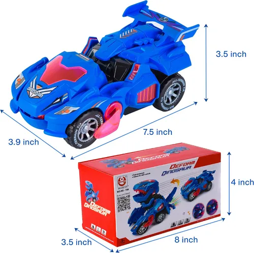 Miniatura 6 de Hirger Juguete de Coche Dinosaurio Transformable para Niños, Juguetes de Camión Monstruo Auto Transformador con Luz y Sonido para Niños Pequeños