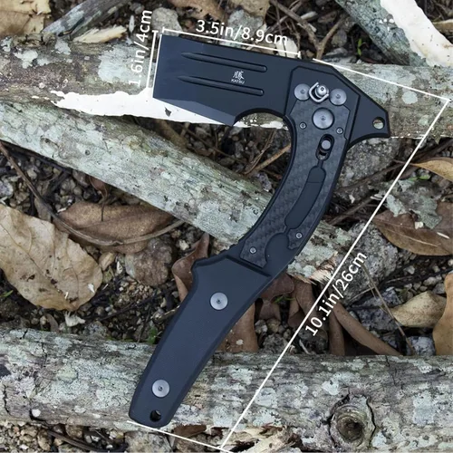 Miniatura 2 de KATSU Hacha plegable para camping, hacha táctica japonesa plegable de bolsillo con bloqueo de eje para supervivencia, al aire libre, corte