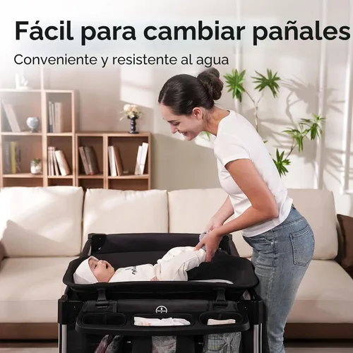 Miniatura 6 de Pamo Babe corralito infantil 4 en 1 con cuna y cambiador, cuna portátil con malla transpirable y juguete móvil
