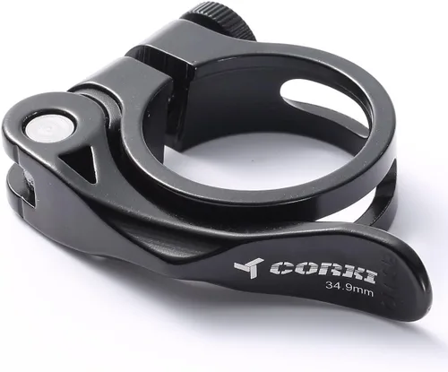 Miniatura 9 de Corki Abrazadera de tija de sillín de bicicleta de liberación rápida de los ciclos, negro anodizado con chorro de arena KC89 de la aleación
