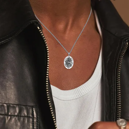 Miniatura 322 de Collar de plata de ley 925 con medalla de San Patrón, colgante de protección católica, amuleto, joyería religiosa para hombres y mujeres