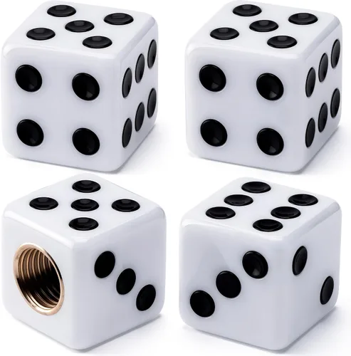 Miniatura 54 de 4 piezas tapones de válvula de neumático en forma de dados, cubiertas universales de válvula de neumático a prueba de polvo con núcleo de cobre