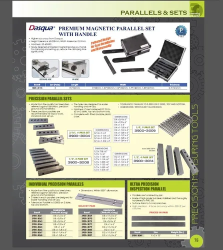 Miniatura 8 de HHIP 3900-3012 Juego de 10 pares paralelos de precisión 1/8, 1/8 "x 3", caja de madera