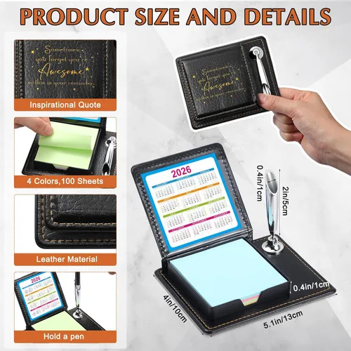 Miniatura 4 de Tenceur 10 piezas de regalos de agradecimiento a los empleados a granel, soporte de notas adhesivas de cuero sintético con tarjetas, accesorio