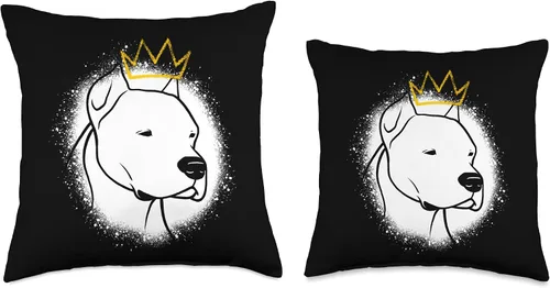 Miniatura 3 de Miller Sye Dogo Argentino - Almohada con corona, 16 x 16, multicolor