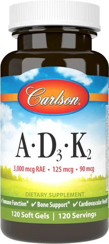 Miniatura 7 de Carlson - Vitaminas A, D3, K2, 3000 mcg RAE Vitamina A, 125 mcg de Vitamina D3, 90 mcg de Vitamina K2 como MK-7, Construcción de Huesos, Utilización