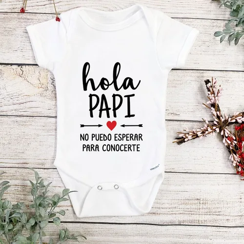 Miniatura 3 de Hola Papi - Body español, anuncio de embarazo a papá-a-ser, sin puedo esperar para conocerte, traje de revelación española, día de San Valentín, 0-3M