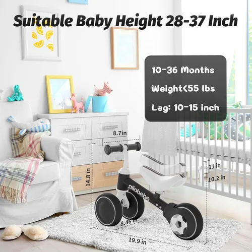 Miniatura 7 de allobebe Bicicleta de equilibrio para bebé, lindas bicicletas para niños de 12 a 36 meses, regalos para niñas de 1 año, bicicleta para entrenar al