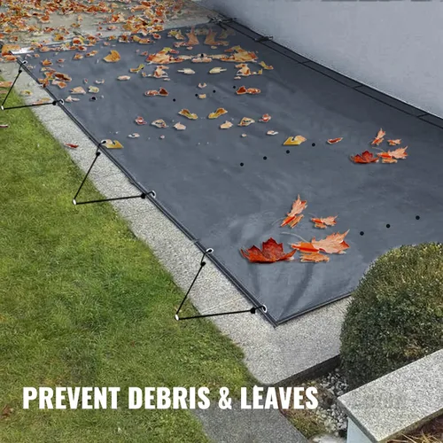 Miniatura 6 de VEVOR Cubierta rectangular para piscina de 12 x 20 pies, toldo de invierno de PVC color carbón, impermeable y repelente de suciedad