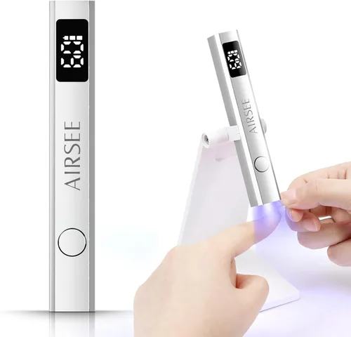 Miniatura 8 de AIRSEE Mini lámpara de uñas inalámbrica, luz UV de mano con pantalla LCD para uñas de gel, secador de uñas USB recargable para secado rápido