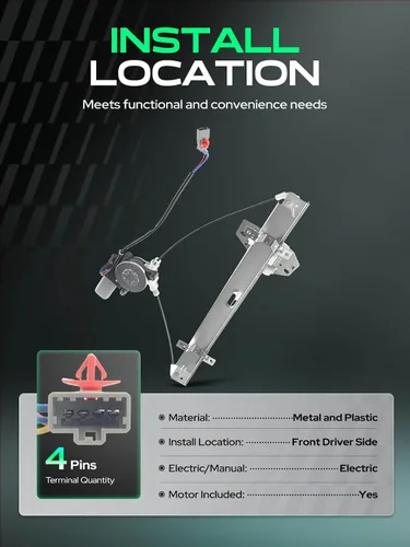 Miniatura 5 de YHTAUTO Elevalunas eléctrico delantero del lado del conductor con conjunto de motor de 4 pines para Honda Accord 1998-2002, solo sedán de 4 puertas