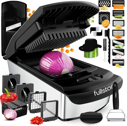 Fullstar The Original Pro Chopper - Picador de verduras y espiralizador, picador de alimentos con recipiente, rebanador de frutas, utensilios de