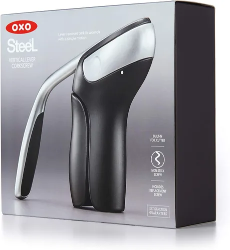 Miniatura 9 de OXO Sacacorchos de Palanca Vertical de Acero con Cortador de Papel de Aluminio Extraíble