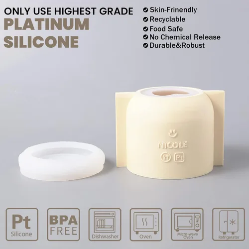 Miniatura 3 de BOOWAN NICOLE Cilindro vela tarro molde de silicona, molde de cemento para vasos de vela con tapa para bricolaje (SH0977-1+SH0977-2)