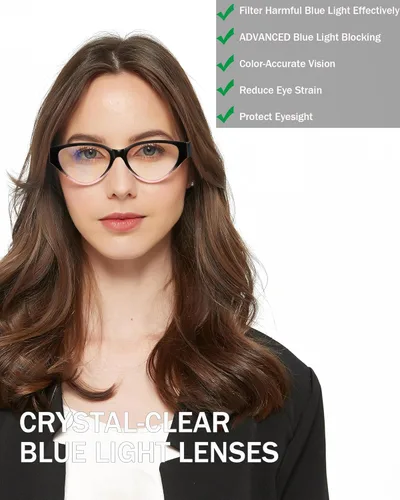 Miniatura 7 de EYEURL Paquete de 4 lentes de lectura con diseño de ojo de gato para mujer, lentes de computadora con bloqueo de luz azul con bisagra de resorte