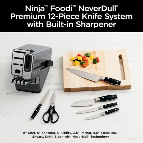 Miniatura 2 de Ninja K32012 Foodi NeverDull - Sistema de cuchillos de alta calidad, juego de bloques de cuchillos de 12 piezas con afilador incorporado, cuchillos