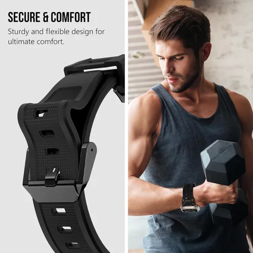 Miniatura 6 de KADES Correa deportiva resistente de TPU para Apple Watch Ultra 3/2/1 de 1.929 in, conectores metálicos para Apple Watch Series 11/10/SE3 de 1.81