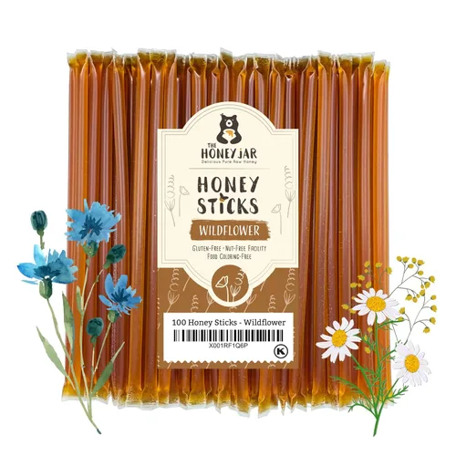 Miniatura 32 de The Honey Jar Palitos de miel lisos, pajitas de miel pura para el té, café o un placer saludable, una cucharadita de miel saborizada por barra