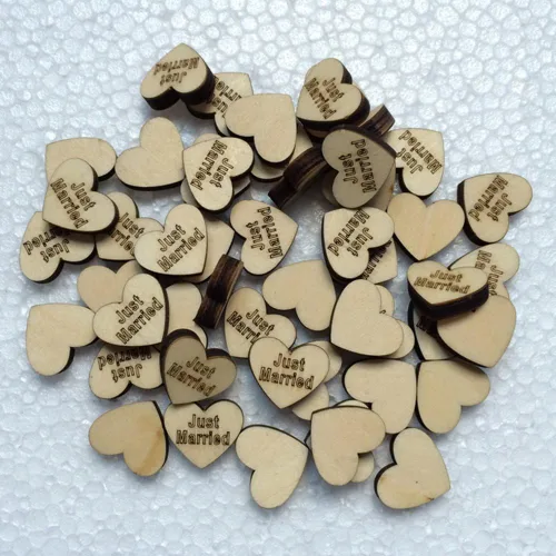 Miniatura 9 de 100 piezas de madera grabadas en madera con confeti de corazón para decoración rústica de mesa de boda, decoración dispersa para despedida