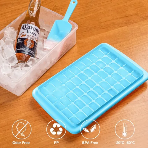 Miniatura 3 de Bandeja para cubitos de hielo con tapa y contenedor 55 – Moldes para cubitos de hielo para congelador, contenedor de hielo sin BPA, viene