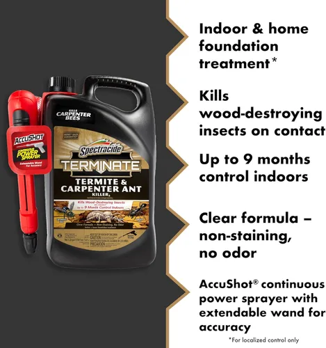 Miniatura 9 de Spectracide Terminate Termitas y Carpenter Ant Killer, 1.33 galones, con pulverizador AccuShot tratamiento de barrera para interiores y hogares