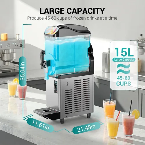 Miniatura 2 de Máquina comercial de granizado de 15L con luz LED, 15L × 1 Tanques Máquina comercial de bebidas congeladas, Máquina de granizado de margarita