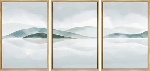 Miniatura 45 de NWT Juego de Arte de Pared de Lienzo Enmarcado Bosque Blanco y Negro Reflejo de Lago Paisaje Naturaleza Vida Silvestre Arte de Fotografía Rústico