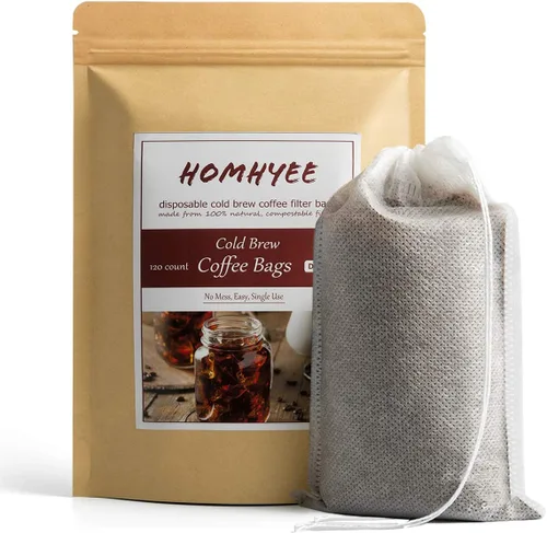 Miniatura 10 de Filtros de café frío sin ensuciar, 100 bolsas desechables de malla fina para concentrado/cafetera helada, kit de prensa francesa/fría, té caliente