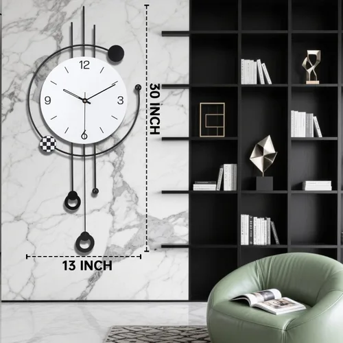 Miniatura 3 de SIN&MI Reloj de pared grande para decoración de sala de estar, gran arte decorativo de pared, reloj de péndulo, funciona con pilas, sin tictac