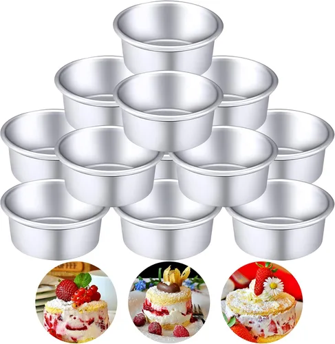 Nuenen 12 moldes redondos de aluminio redondos para tartas de queso para tartas de queso para el hogar, fiesta, suministros para hornear (4 pulgadas)