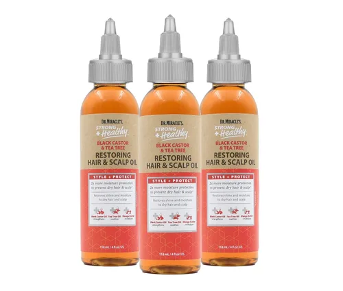 Dr. Miracle's Tratamiento restaurador fuerte y saludable para el cabello y el cuero cabelludo (paquete de 3) - Enriquecido con aceite de ricino