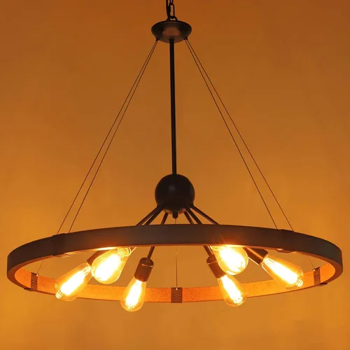 Miniatura 2 de Klgxnrd Candelabros de granja de 31.5 pulgadas para comedor, candelabro rústico de rueda de carro para entrada, lámpara Sputnik para zona