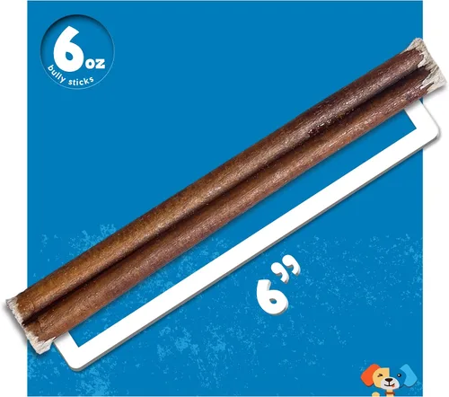 Miniatura 5 de Jack&Pup Palitos masticables de 6 pulgadas, masticables para perros de un solo ingrediente de larga duración (6 onzas, 5-7 palos) para perros