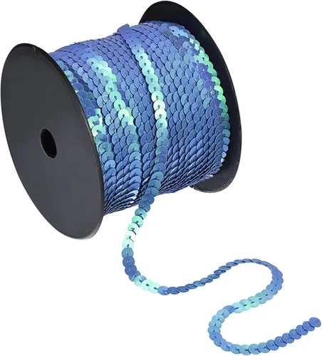 uxcell Rollo de cinta de lentejuelas planas de 100 yardas de 0.236 in para costura, manualidades, adornos de disfraces, color azul