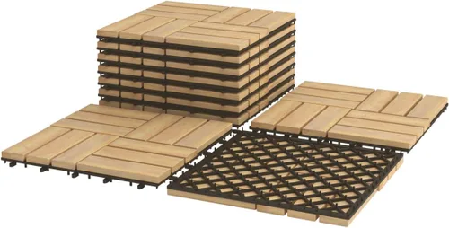 Giantex Azulejos entrelazados para terrazas de patio, azulejos de madera de acacia, montaje sin herramientas, adoquines de patio compuestos de