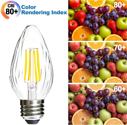 Miniatura 7 de F15 - Bombilla LED regulable de 4 W, base E26 de 2700 K, luz blanca cálida de vidrio arrugado para lámpara de techo para ventilador de techo, 2700k