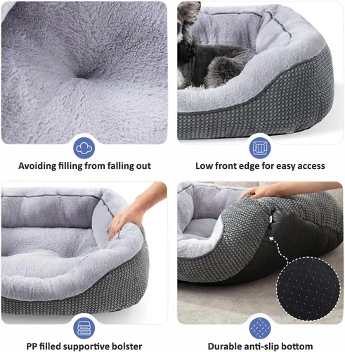 Miniatura 3 de INVENHO Cama para perros pequeños para perros pequeños, camas para gatos de interior, lavable, cama ortopédica para perros, cama cálida suave y Gris