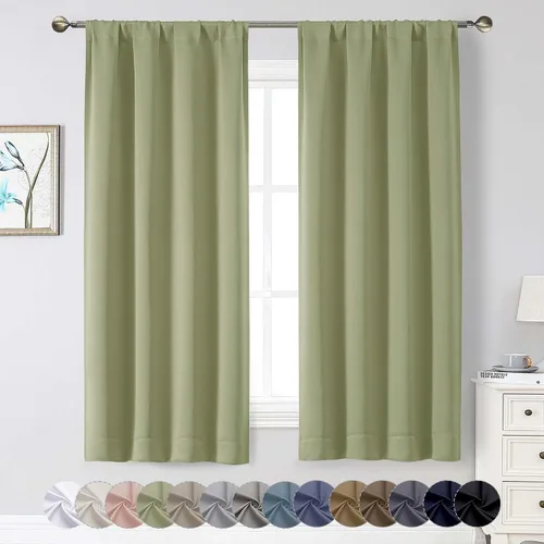 Miniatura 88 de Cortinas opacas para dormitorio, sala de estar, juego de 2 paneles de 54 pulgadas de largo, cortinas de oscurecimiento de habitación con aislamiento