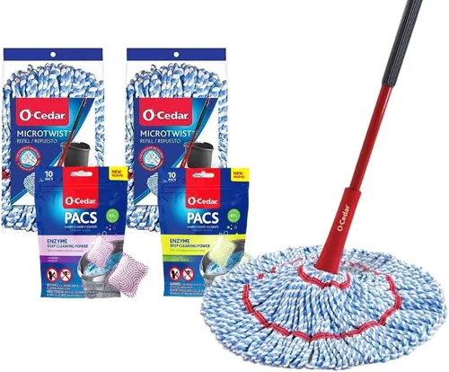 Miniatura 10 de O-Cedar MicroTwist MAX Trapeador de microfibra con torsión y 2 repuestos extra Cuenta con escurrido sin usar las manos Cabezal de trapeador