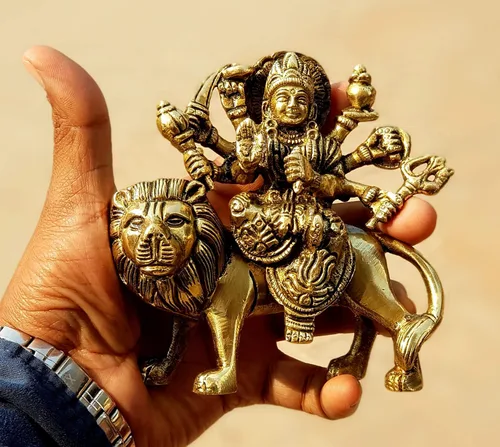 Miniatura 4 de eSplanade Ídolo Maa Durga/MATA Rani de latón, estatua, moorti, murti para mandir del hogar y decoración del hogar (4.6 pulgadas)