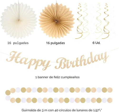 Miniatura 3 de Decoraciones de Fiesta de Cumpleaños Boho de Otoño Dorado Champán Beige - 21 piezas Pancarta Feliz Retro Neutral de Otoño, Girl One Sweet Peach