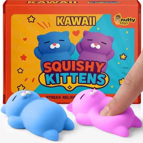 Miniatura 9 de Nutty Toys Juego de Gatos Suaves - Gatitos Kawaii de Silicona Suave de 2", Juguete Principal para Alivio del Estrés 2025 Regalos Únicos